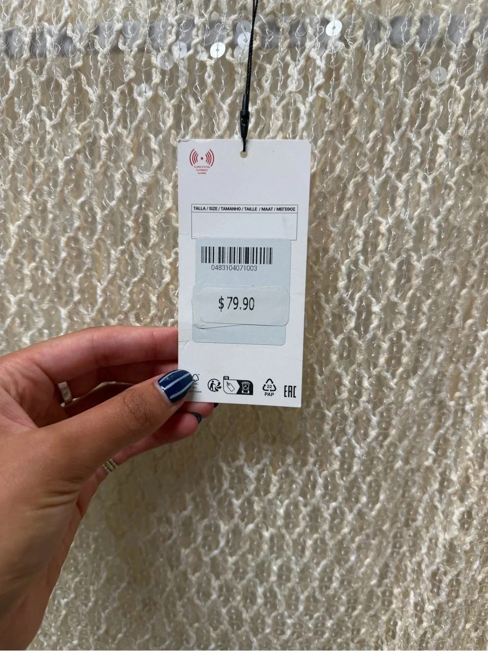 Zara Open-Knit Scoop Neck Sweater in Cream
